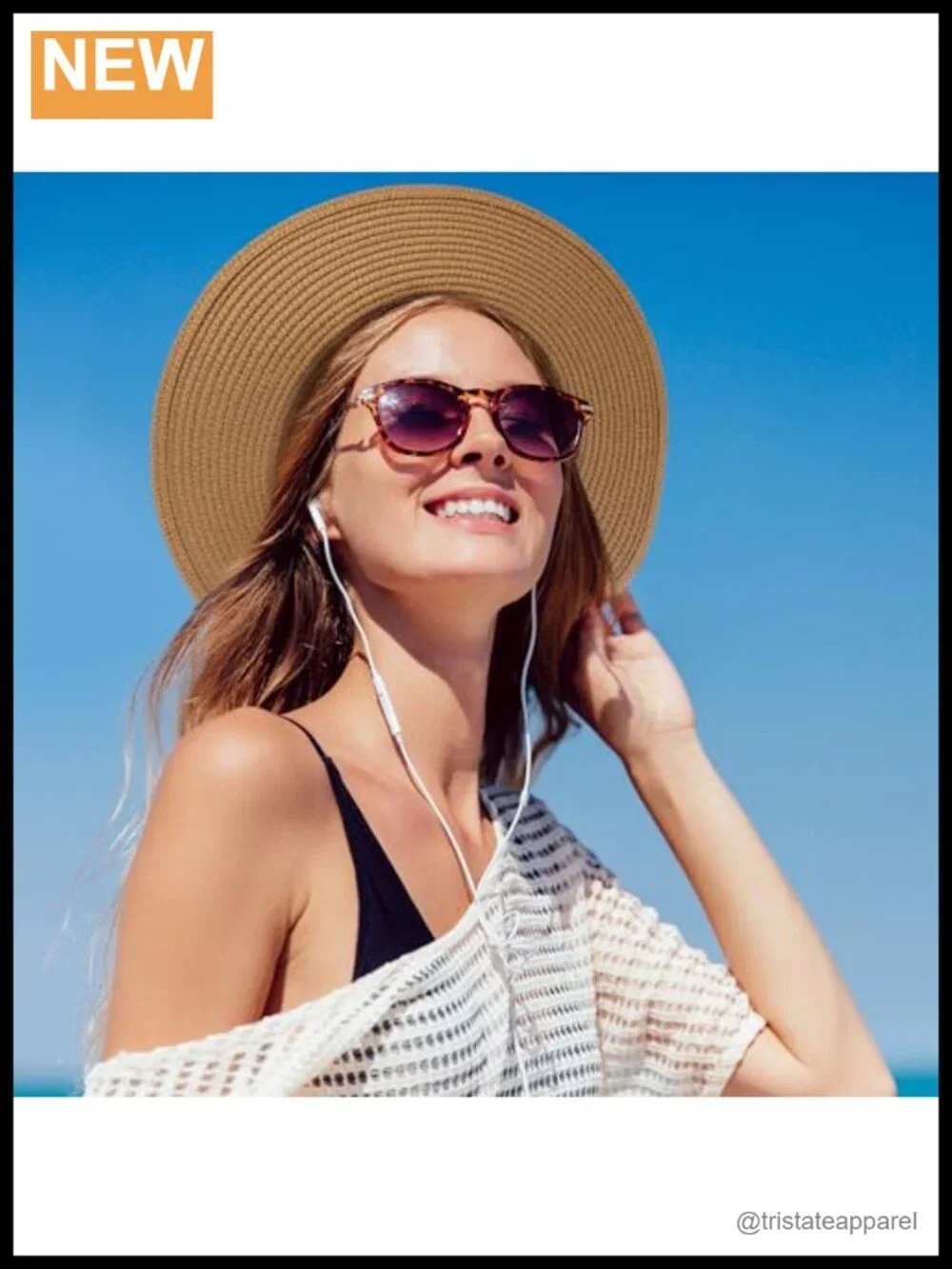 UPF 50+ Straw Sun Hat Women Wide Brim Packable Beach